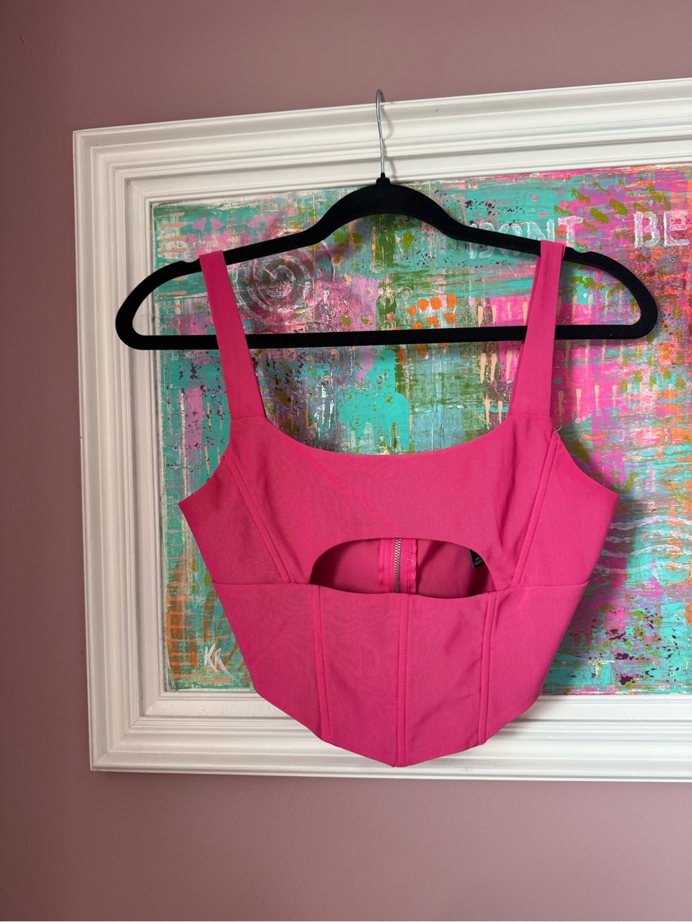 Forever 21 Hot Pink Cutout Bustier Tank